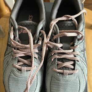 Asics Gray and Pink Athletic Shoes for Comfort